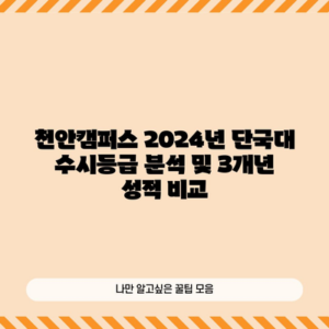 천안캠퍼스 2024년 단국대 수시등급 분석 및 3개년 성적 비교