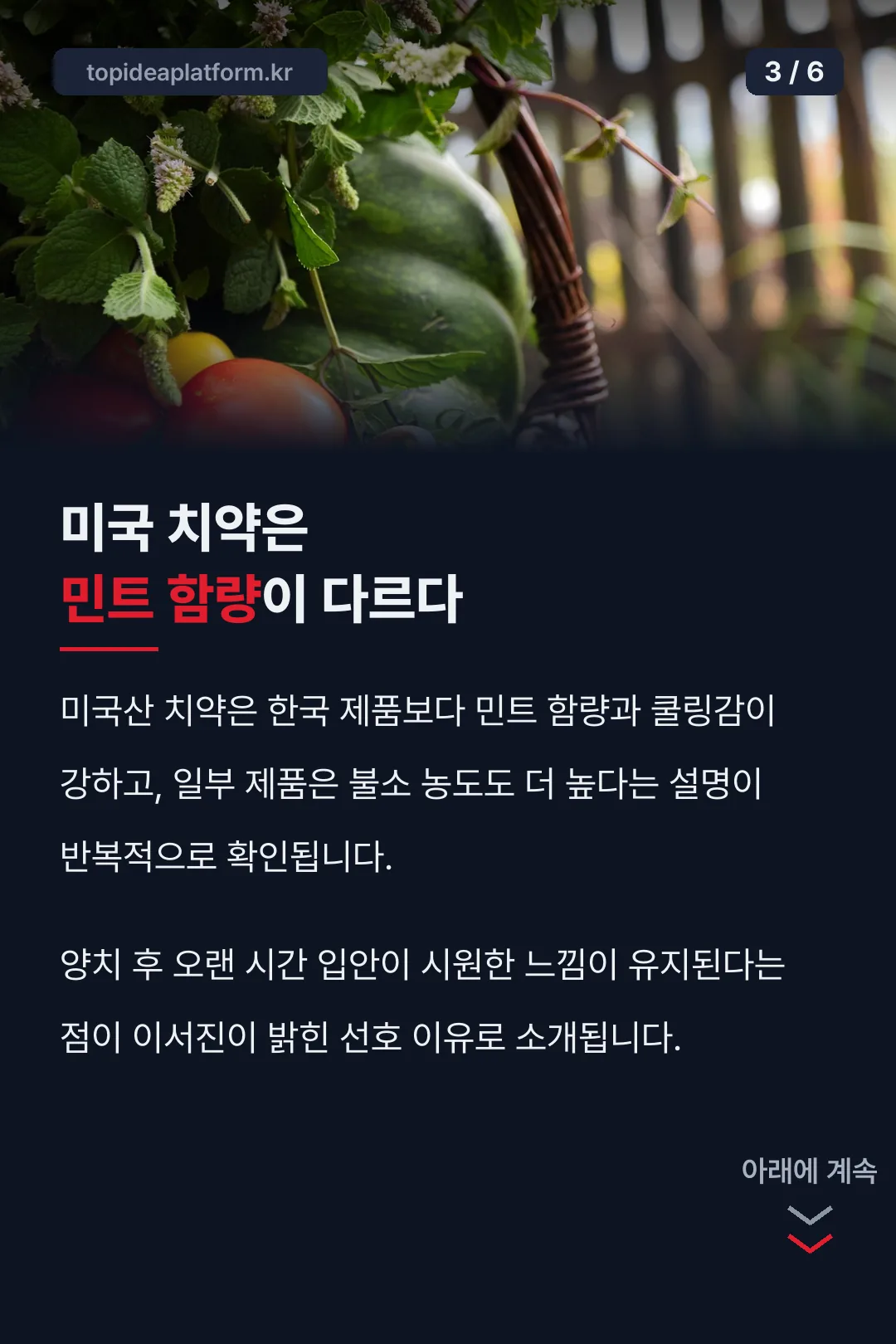미국 치약 민트 함량 이유